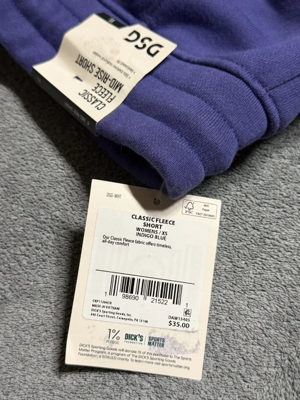 DSG Classic Fleece Mid-Rise Shorts - Indigo Blue - XS